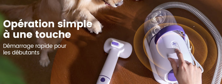 Aspirateur brosse pour chien et chat avec réservoir à poils de 2 litres et accessoires interchangeables de toilettage