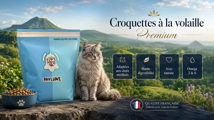 Croquettes chat stérilisé volaille pour maintien du poids de forme
