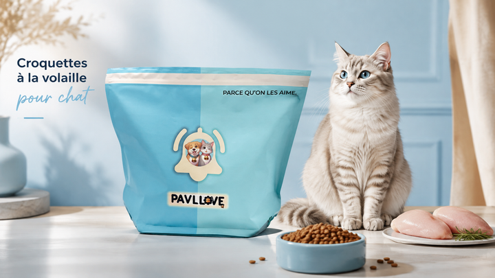 Croquettes chat volaille pour beau poil et peau en bonne condition