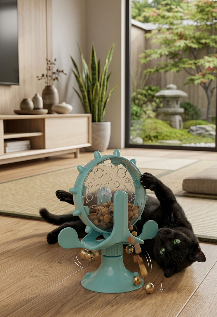 Distributeur de Friandises Interactif pour Chat – Anti-Ennui, Ventouse Antidérapante, Clochette Stimulante ⭐⭐⭐⭐⭐ - Pavllove