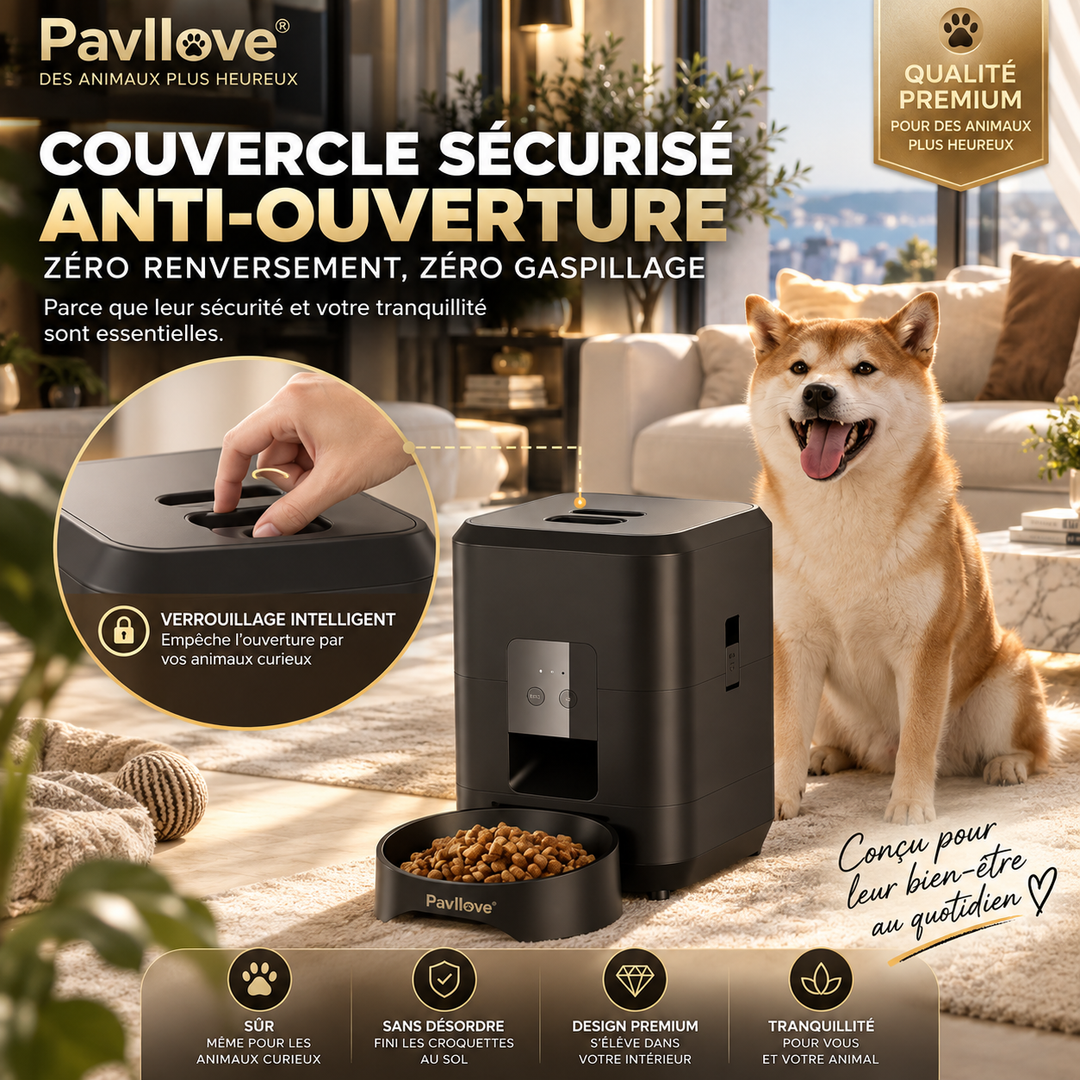 Distributeur intelligent Pavllove pour organiser les repas du chien et du chat