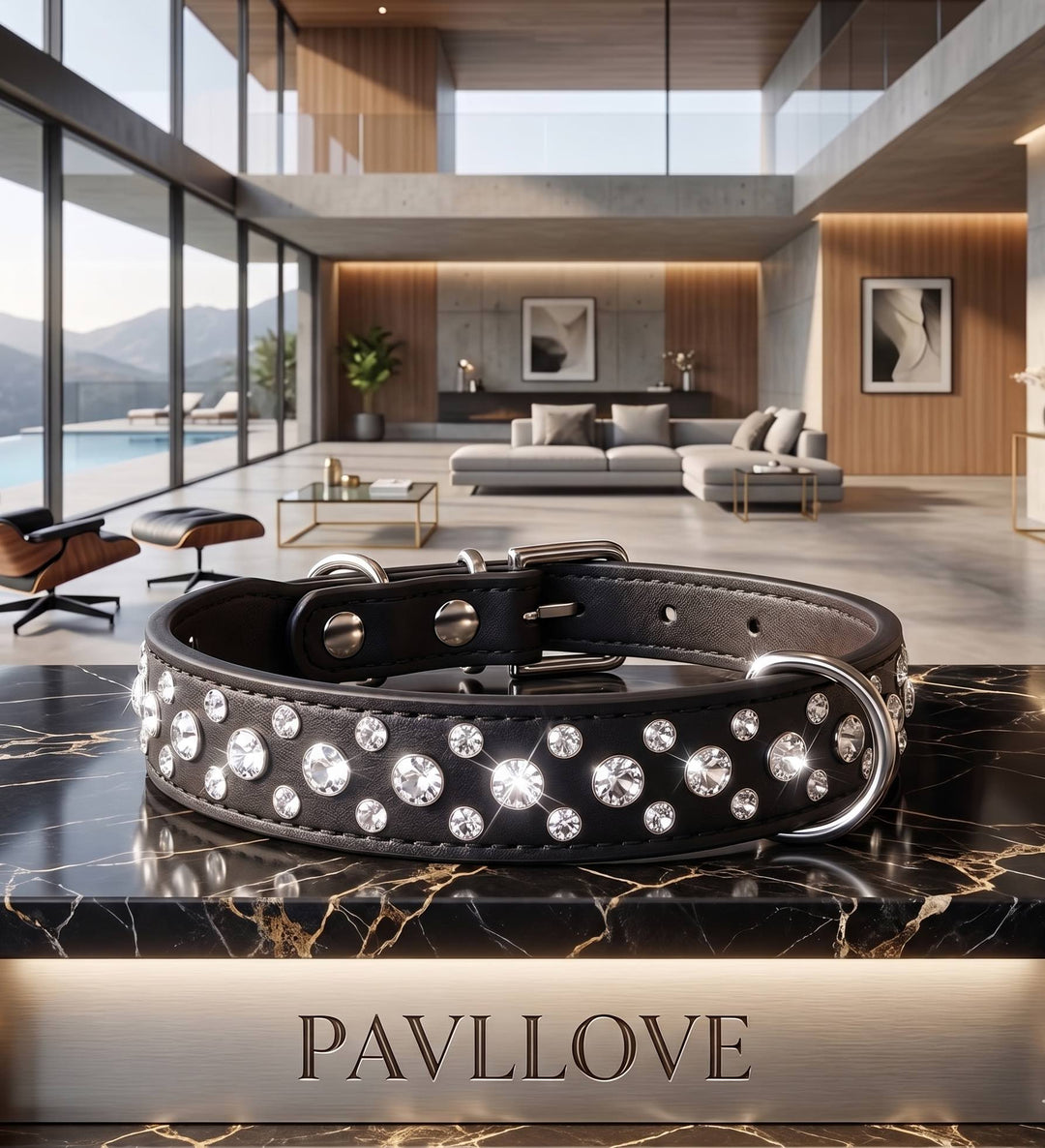 Collier Strass Noir – Chien & Chat | Élégant, Résistant & Confortable ⭐⭐⭐⭐⭐ - Pavllove
