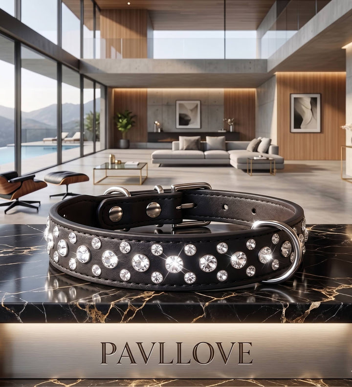 Collier Strass Noir – Chien & Chat | Élégant, Résistant & Confortable ⭐⭐⭐⭐⭐ - Pavllove